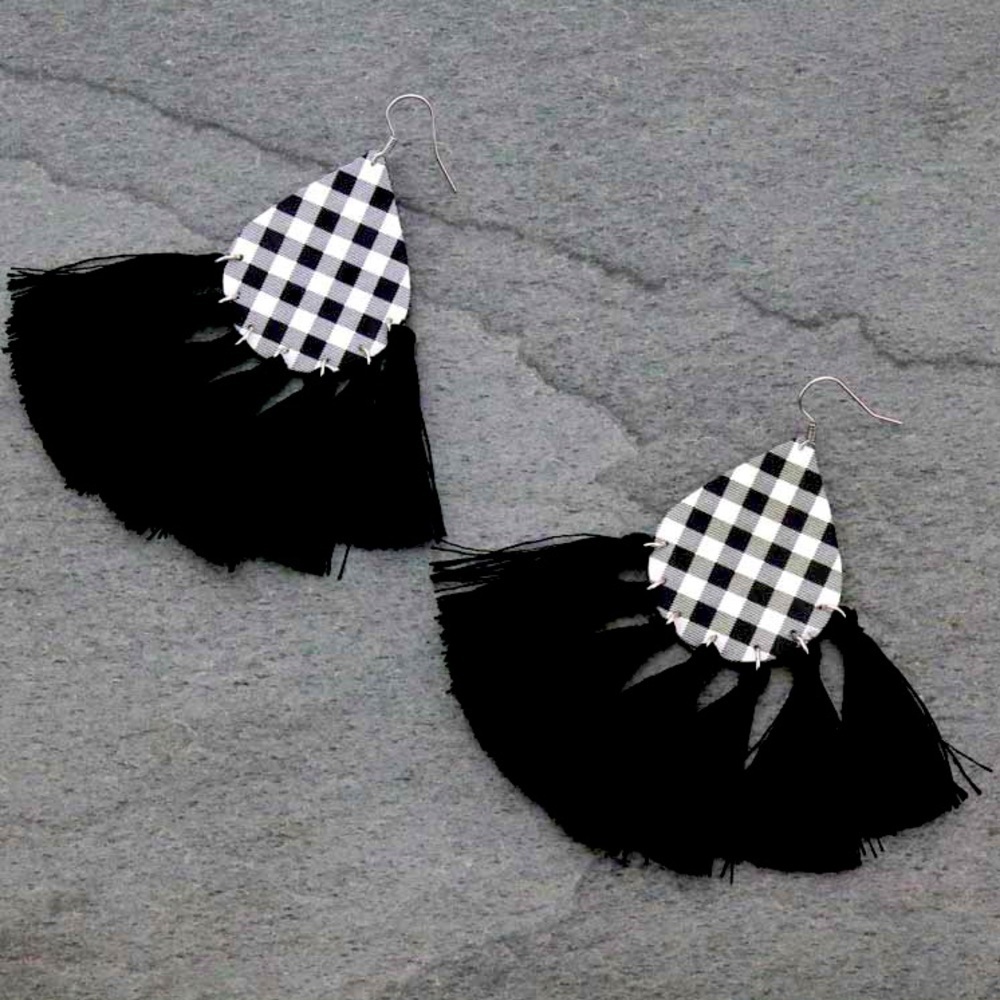 TASSEL EARRINGS- BUFFALO PLAID